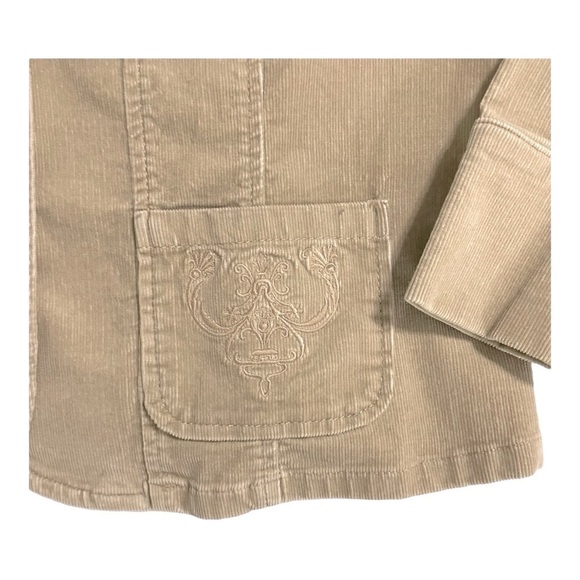 Vtg Venezia Tan Corduroy Jacket Women’s Size Embroidered Pockets & Back Detail - Picture 5 of 14
